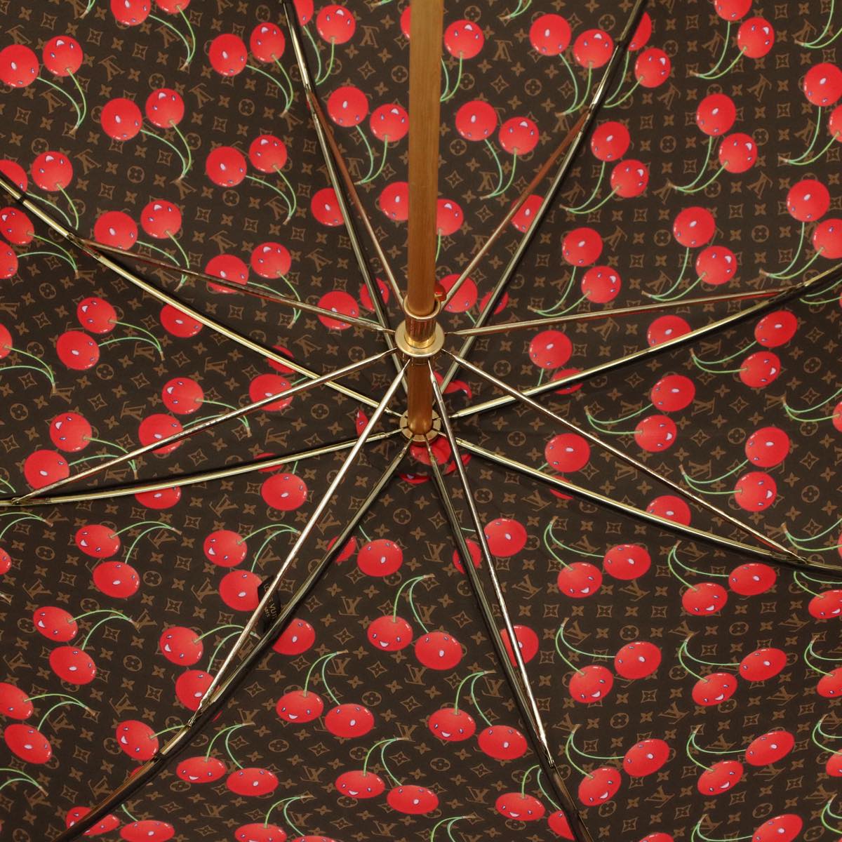 LOUIS VUITTON Monogram Cherry Parapluie Umbrella Polyester M70125 Auth ki3536A