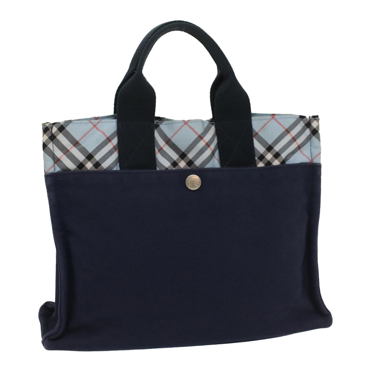 BURBERRY Nova Check Blue Label Hand Bag Canvas Navy Blue Auth ki3555