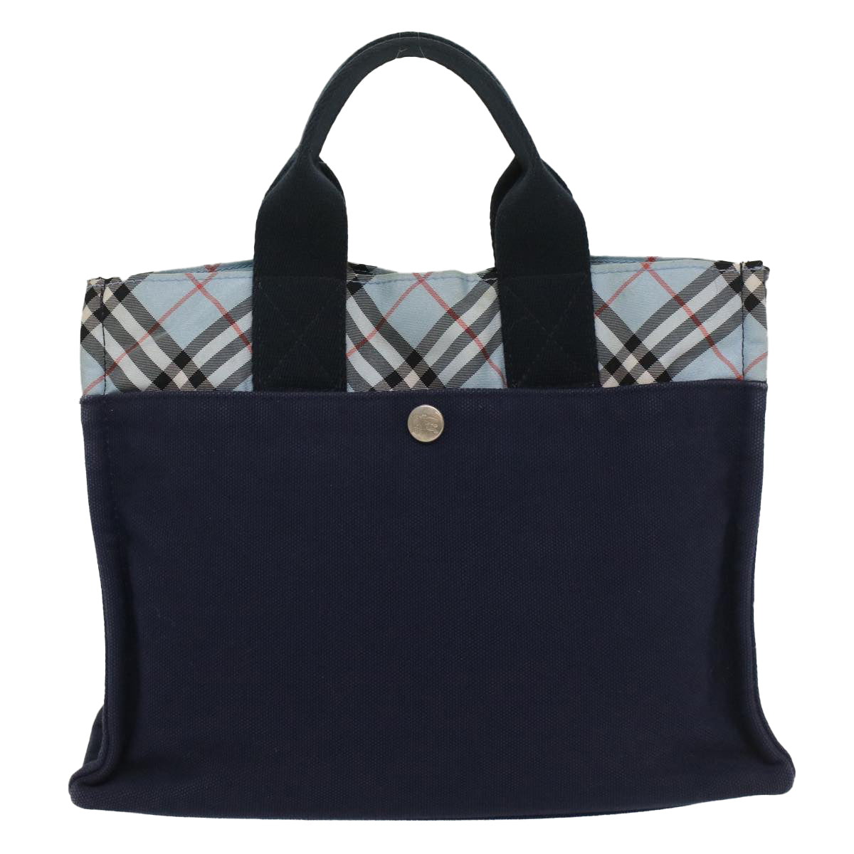 BURBERRY Nova Check Blue Label Hand Bag Canvas Navy Blue Auth ki3555 - 0