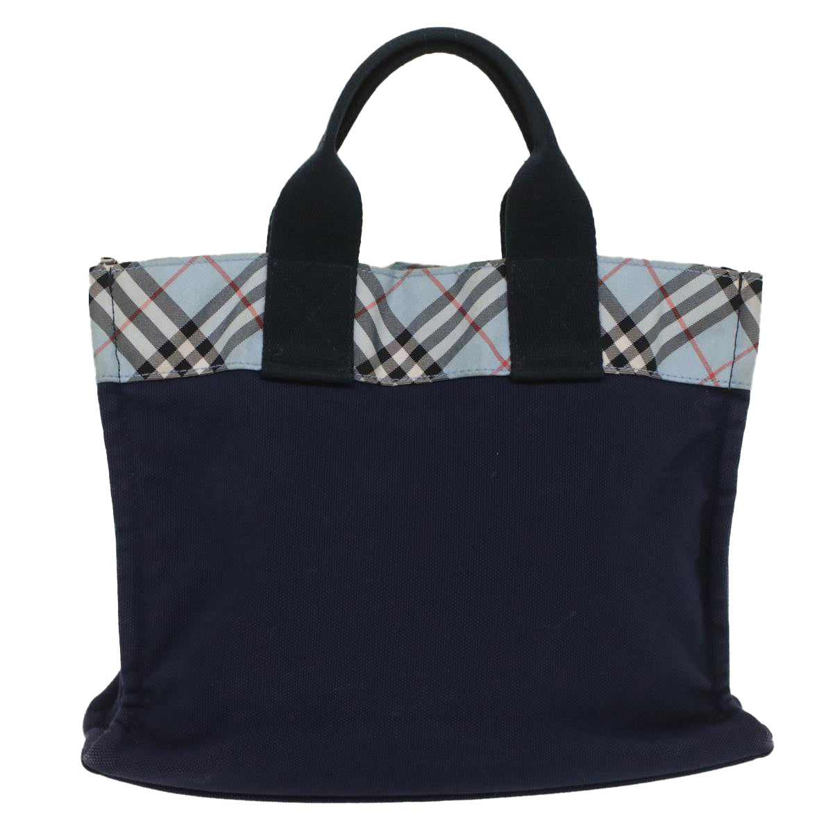 BURBERRY Nova Check Blue Label Hand Bag Canvas Navy Blue Auth ki3555