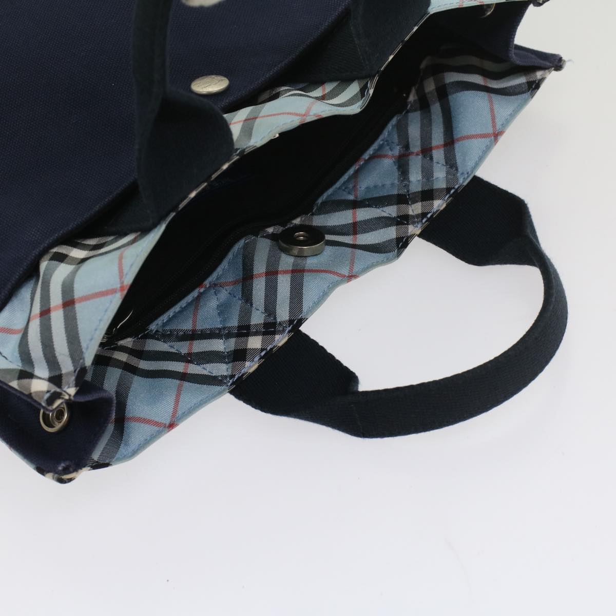 BURBERRY Nova Check Blue Label Hand Bag Canvas Navy Blue Auth ki3555