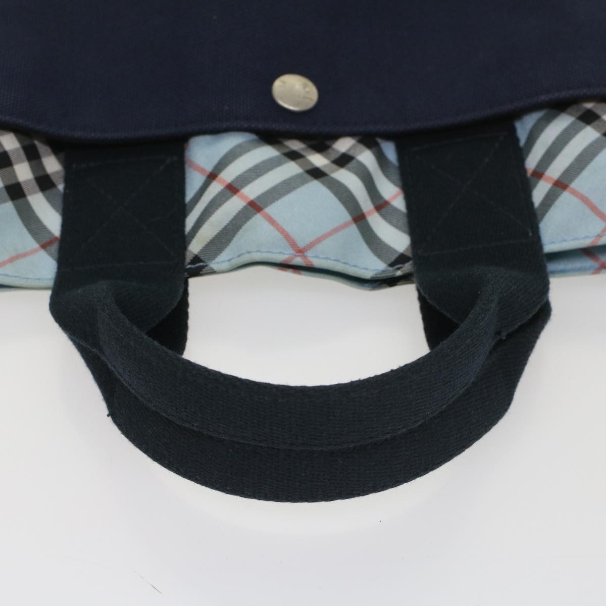 BURBERRY Nova Check Blue Label Hand Bag Canvas Navy Blue Auth ki3555