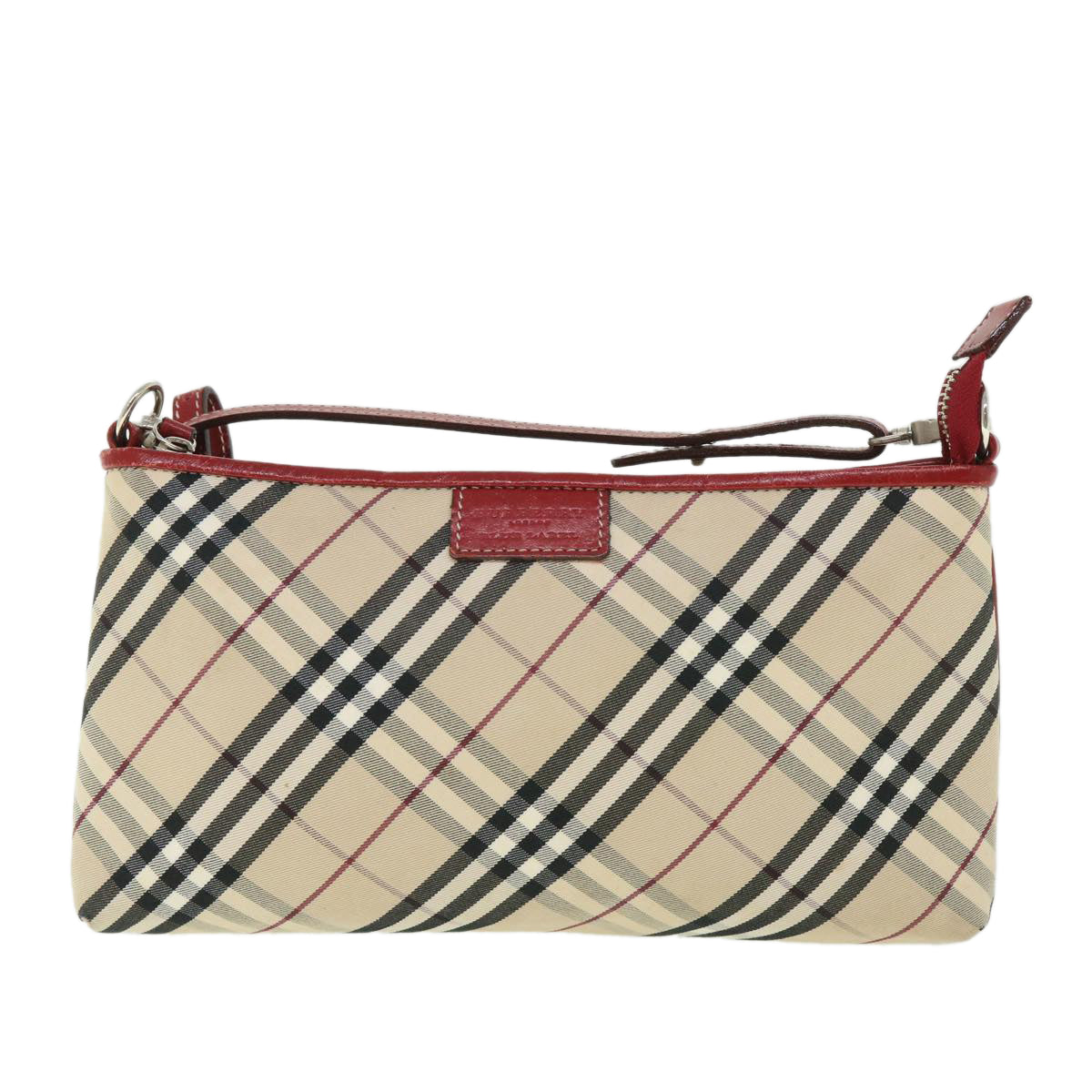 BURBERRY Nova Check Blue Label Shoulder Bag Canvas Nylon Beige Red Auth ki3556 - 0