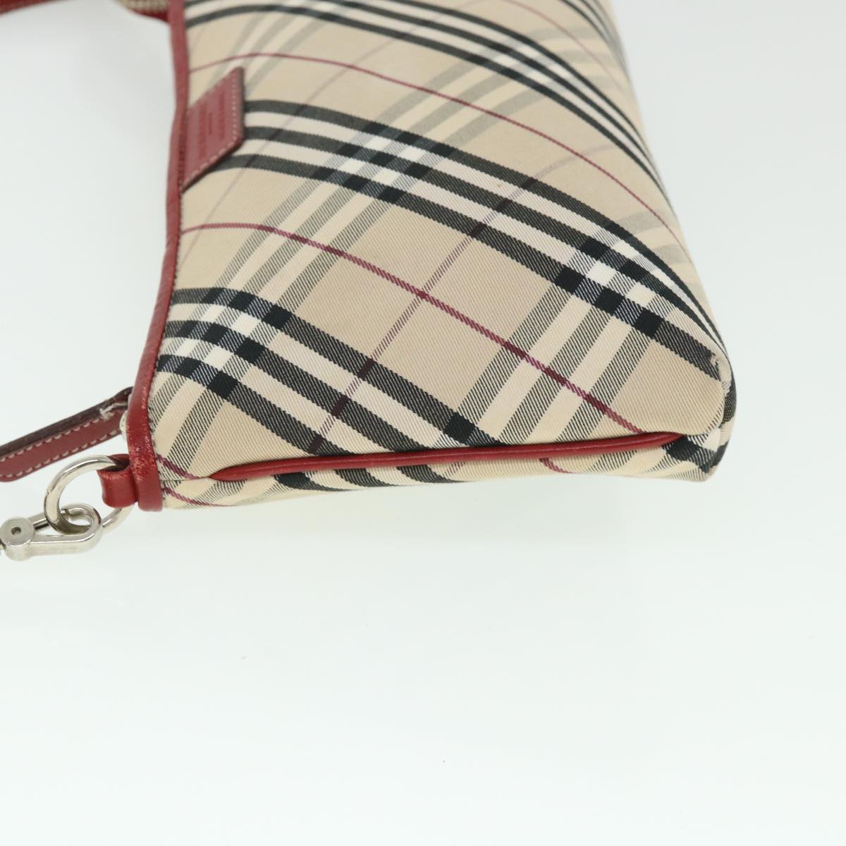 BURBERRY Nova Check Blue Label Shoulder Bag Canvas Nylon Beige Red Auth ki3556