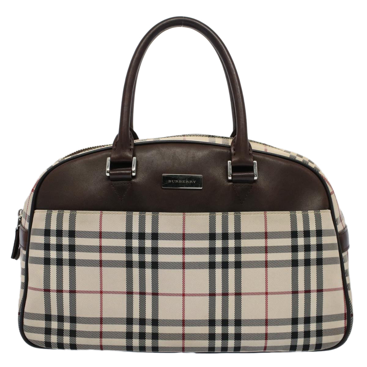 BURBERRY Nova Check Hand Bag Nylon Canvas Beige Auth ki3575 - 0