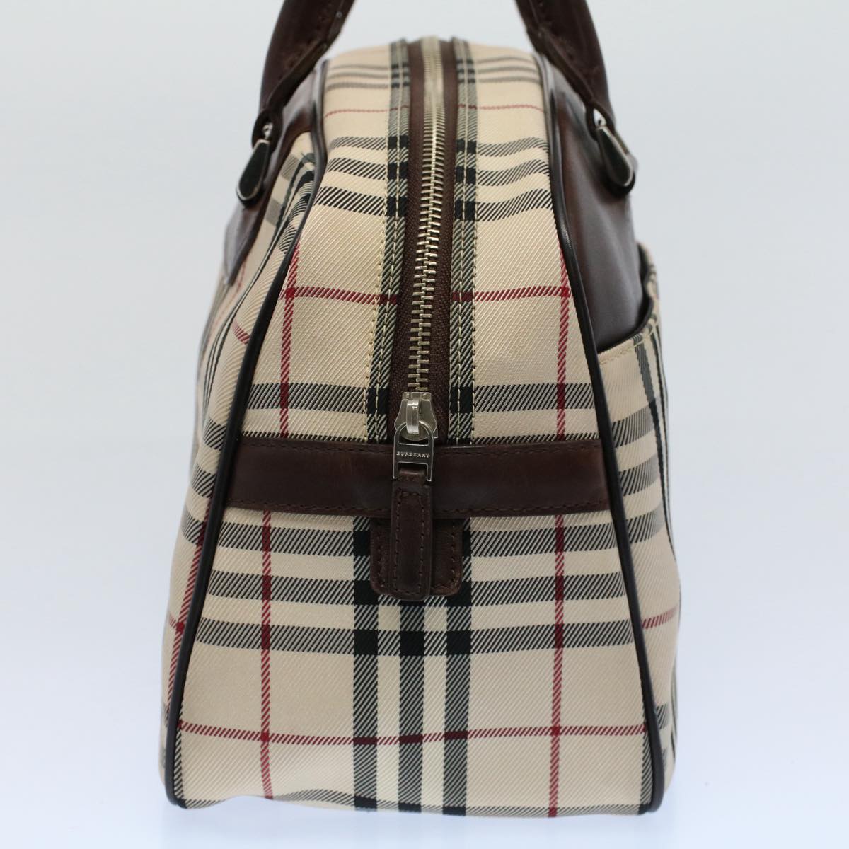 BURBERRY Nova Check Hand Bag Nylon Canvas Beige Auth ki3575