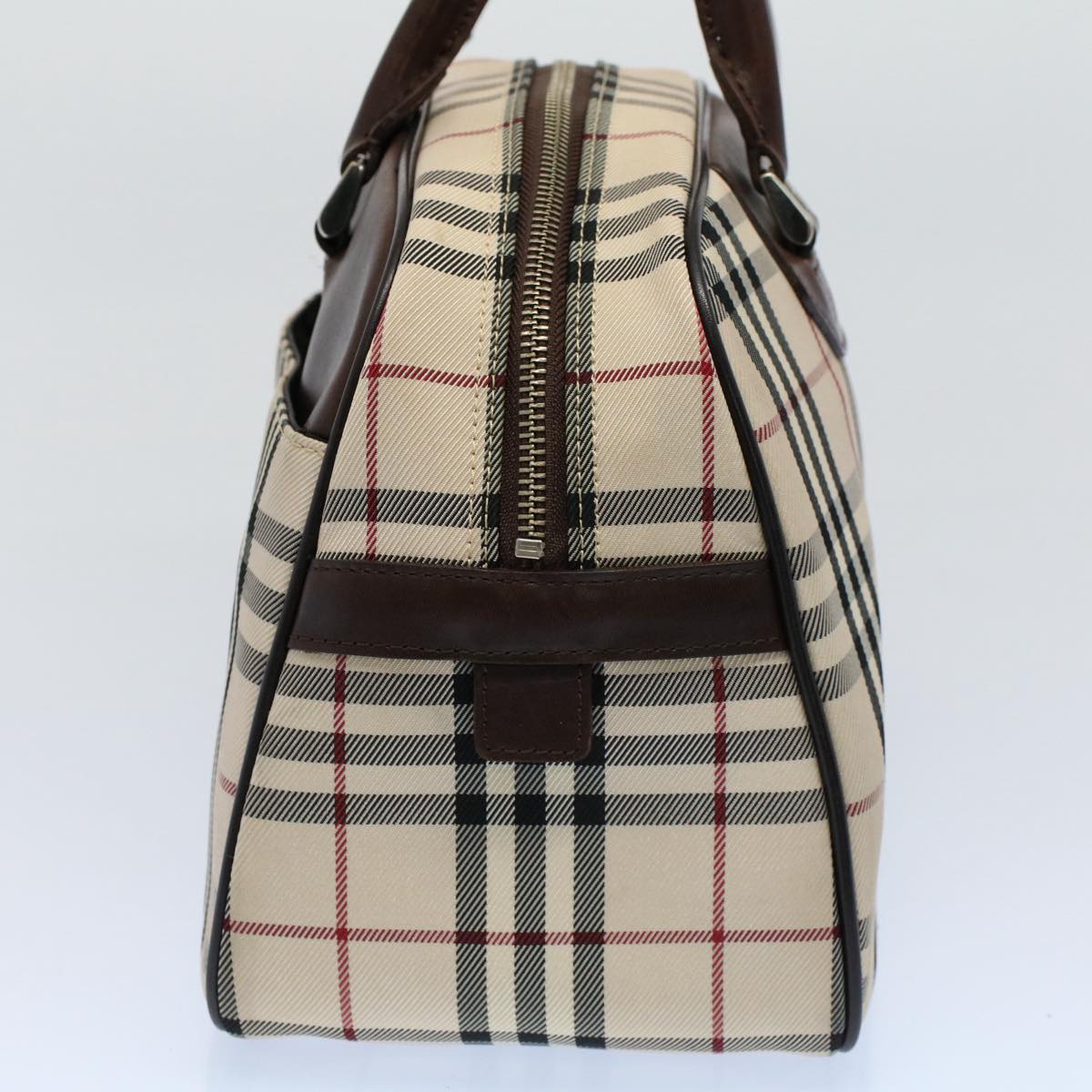 BURBERRY Nova Check Hand Bag Nylon Canvas Beige Auth ki3575