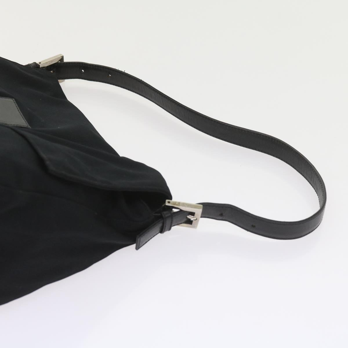 FENDI Mamma Baguette Shoulder Bag Nylon Black Auth ki3586