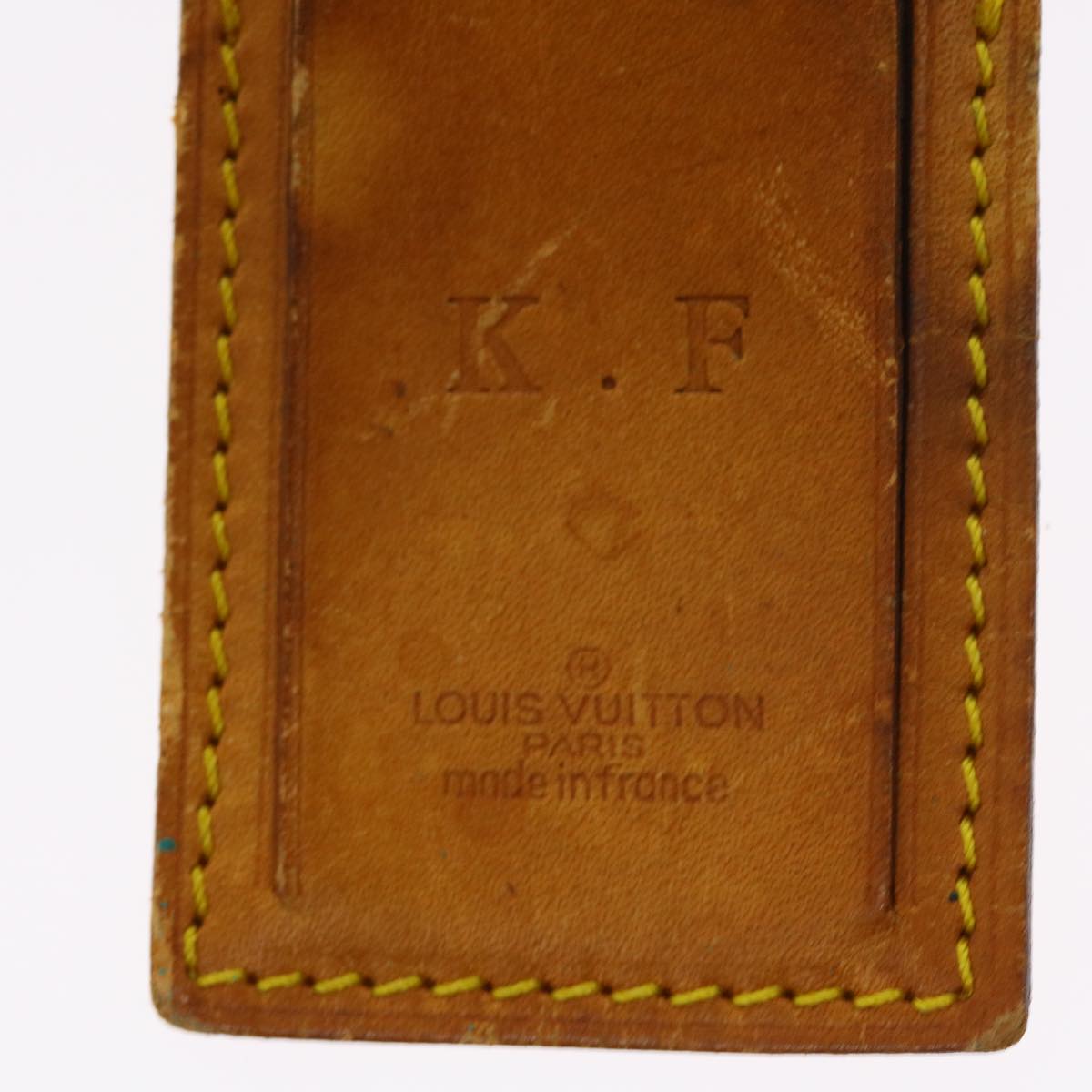 LOUIS VUITTON Powanie Name Tag Leather 10set Beige LV Auth ki3604