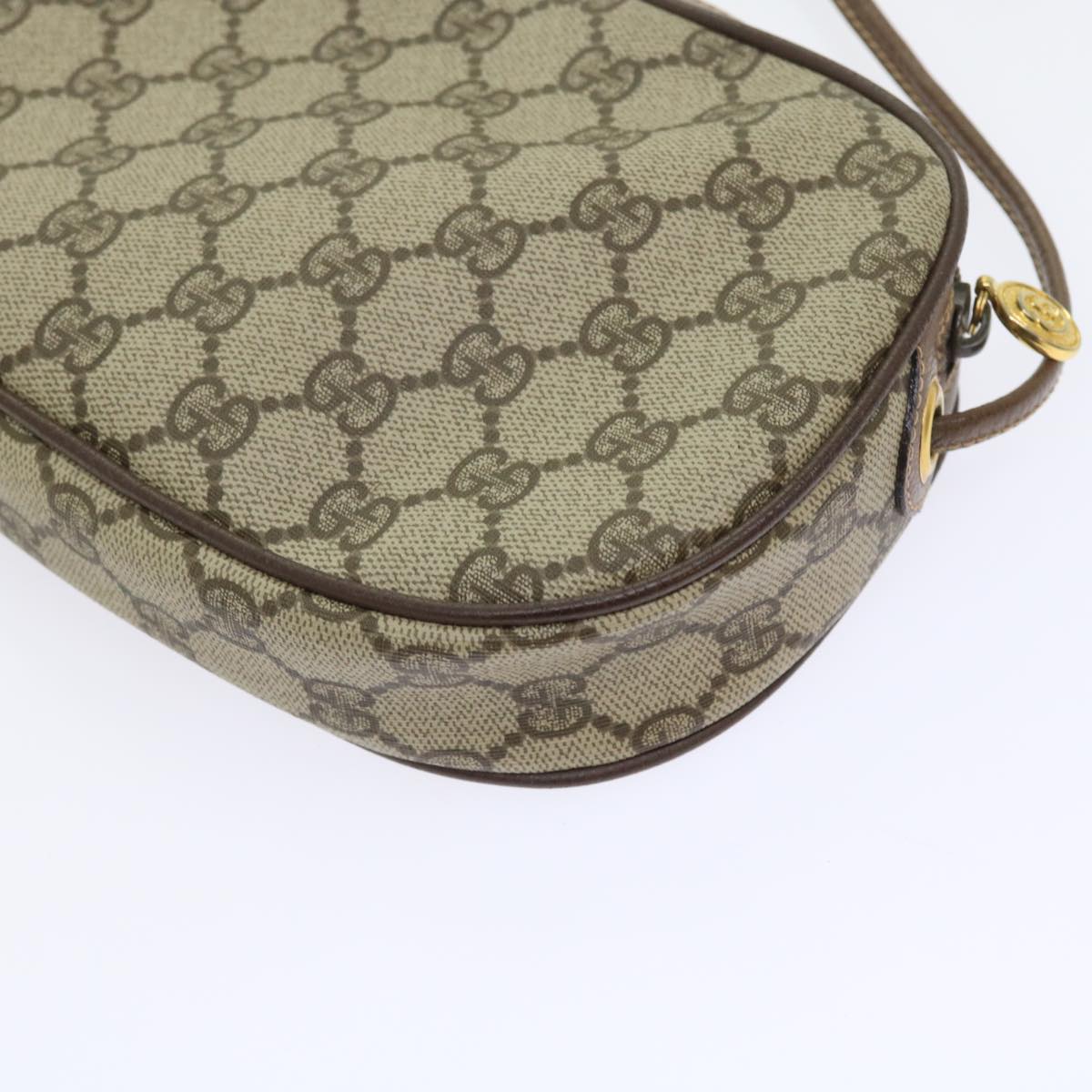 GUCCI GG Canvas Web Sherry Line Shoulder Bag Beige Red Green Auth ki3607