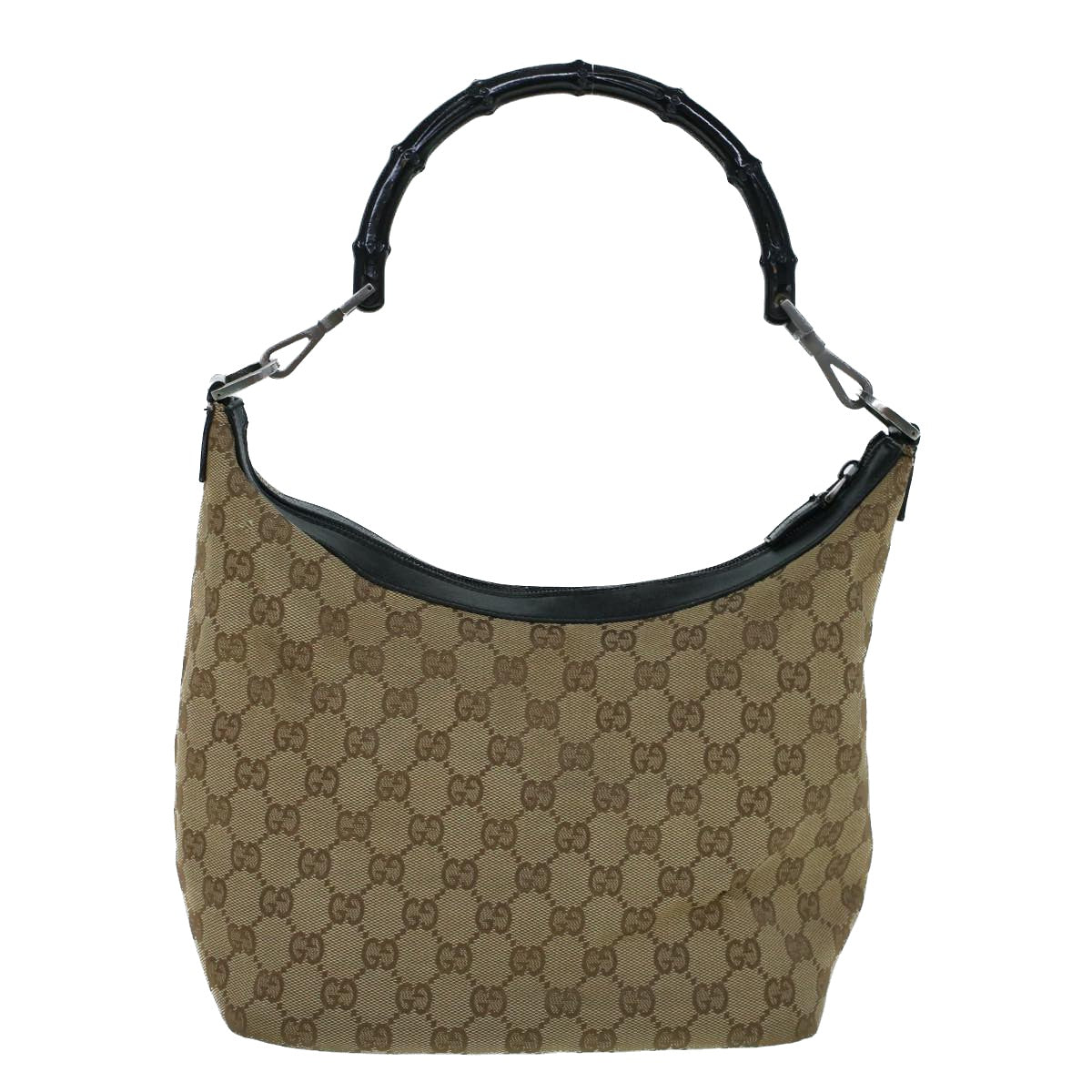 GUCCI Bamboo GG Canvas Shoulder Bag Beige Auth ki3617 - 0