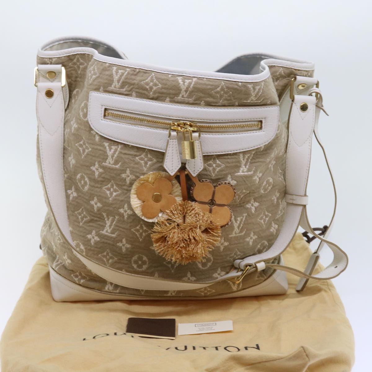 LOUIS VUITTON Monogram Sabia Buzzus PM Bag Beige Bron M93499 LV Auth ki3632