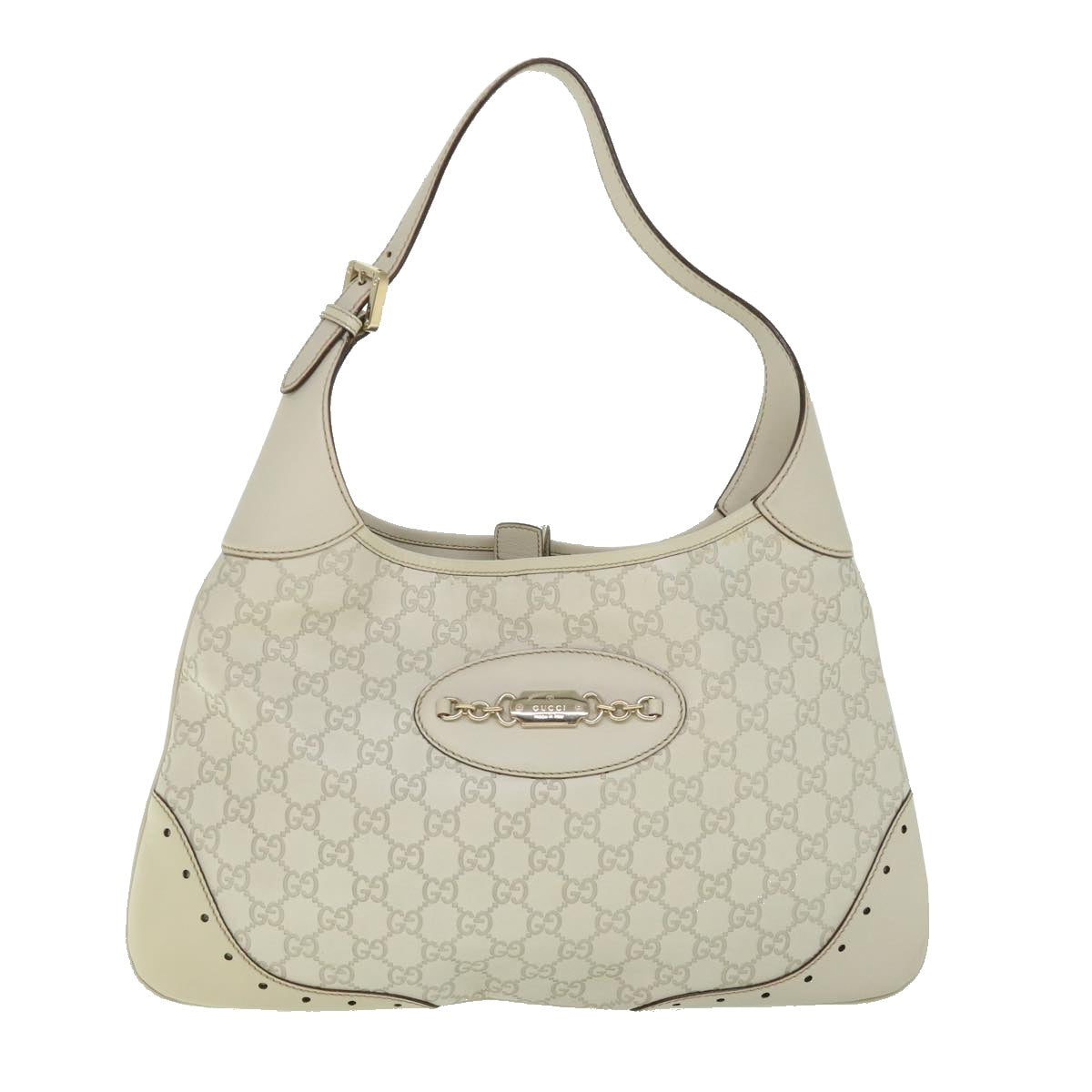 GUCCI GG Canvas Guccissima Shoulder Bag White 145781 Auth ki3634