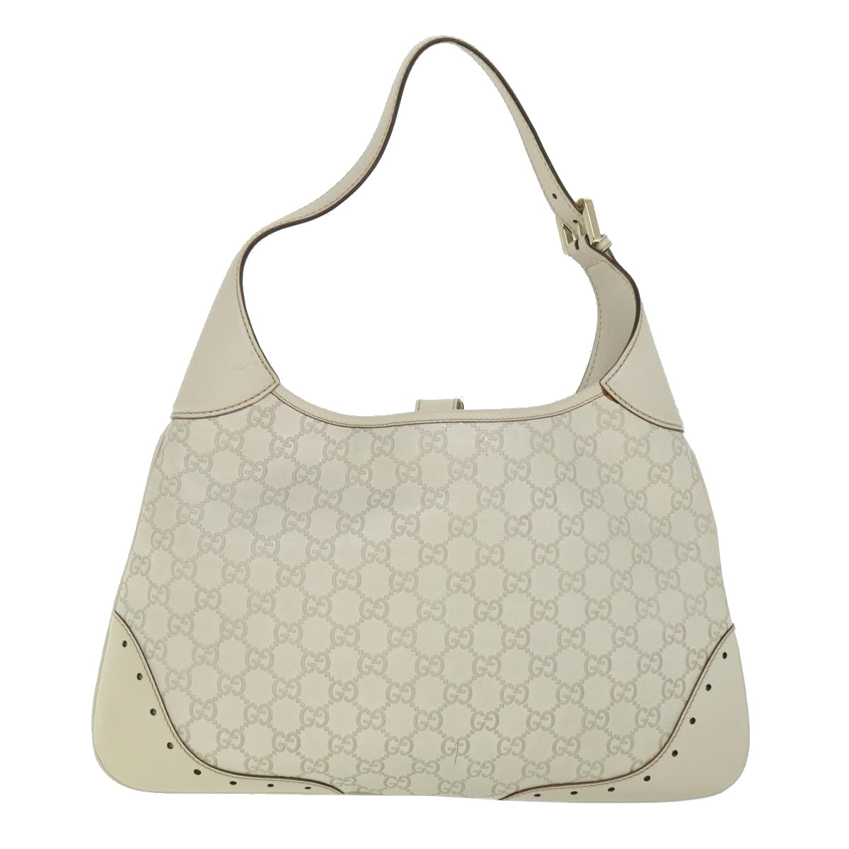 GUCCI GG Canvas Guccissima Shoulder Bag White 145781 Auth ki3634