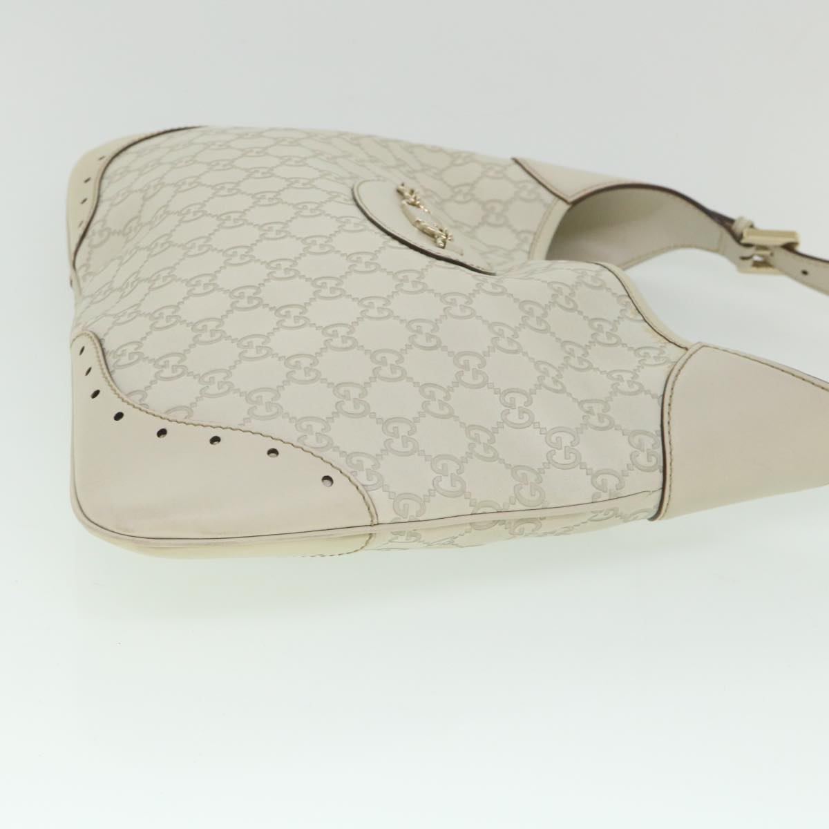 GUCCI GG Canvas Guccissima Shoulder Bag White 145781 Auth ki3634