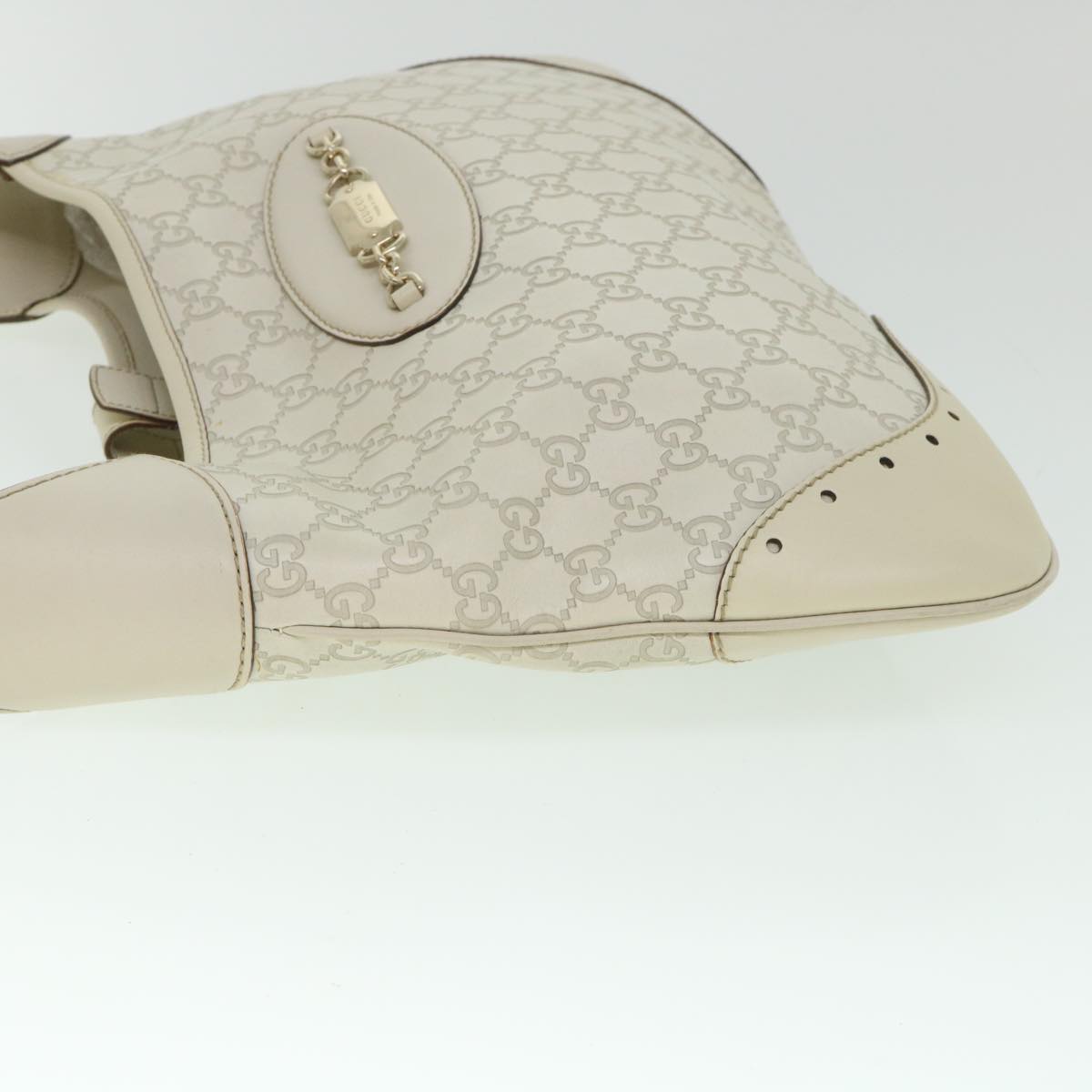 GUCCI GG Canvas Guccissima Shoulder Bag White 145781 Auth ki3634