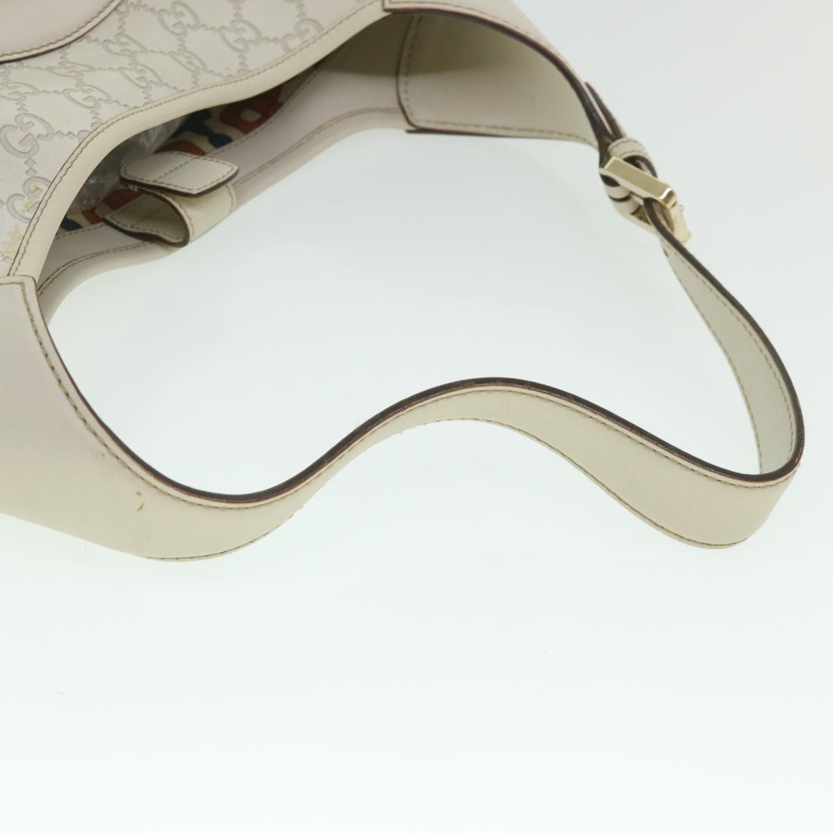 GUCCI GG Canvas Guccissima Shoulder Bag White 145781 Auth ki3634