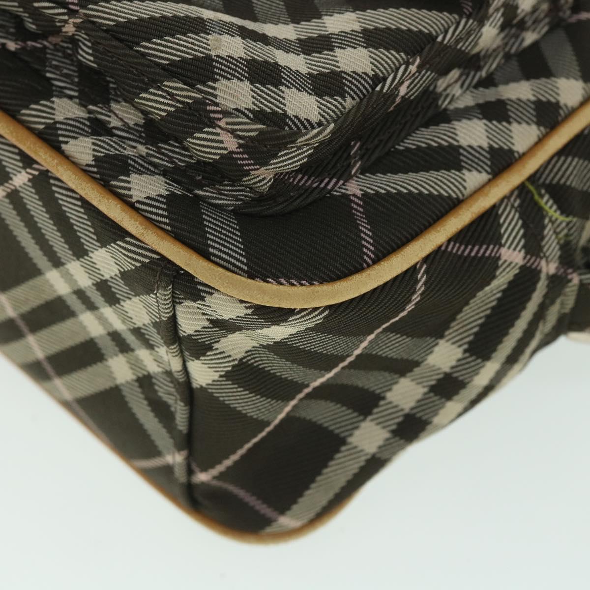 BURBERRY Nova Check Blue Label Shoulder Bag Nylon Brown Auth ki3635