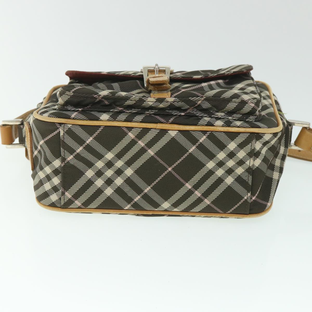 BURBERRY Nova Check Blue Label Shoulder Bag Nylon Brown Auth ki3635