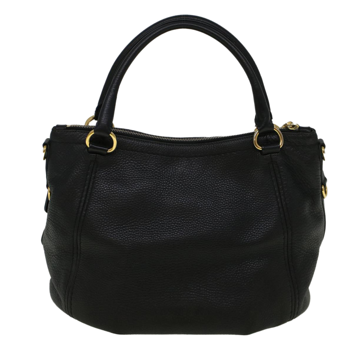 PRADA Hand Bag Leather 2way Black Auth ki3642 - 0