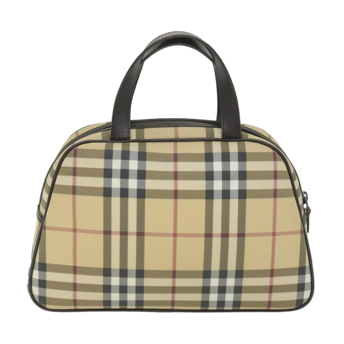 BURBERRY Nova Check Hand Bag PVC Leather Beige Auth ki3649 - 0