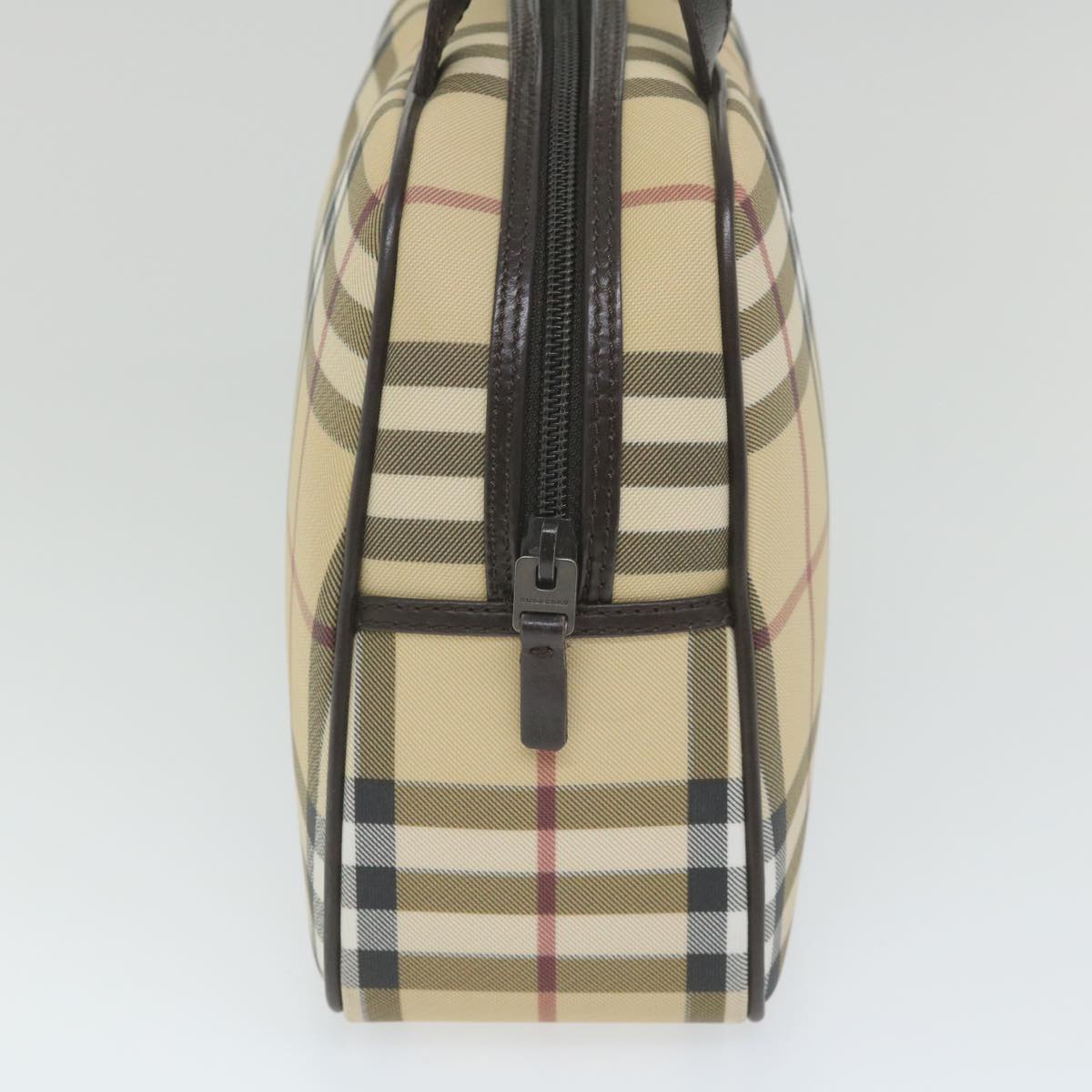 BURBERRY Nova Check Hand Bag PVC Leather Beige Auth ki3649