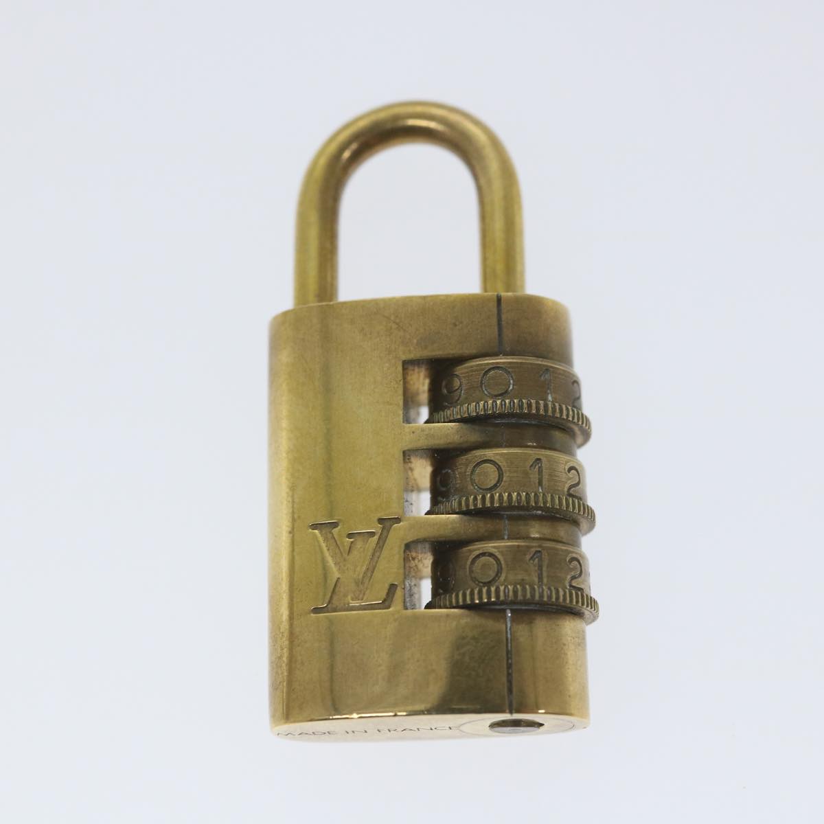 LOUIS VUITTON Dial Type Padlock 2Set Gold Tone LV Auth ki3659