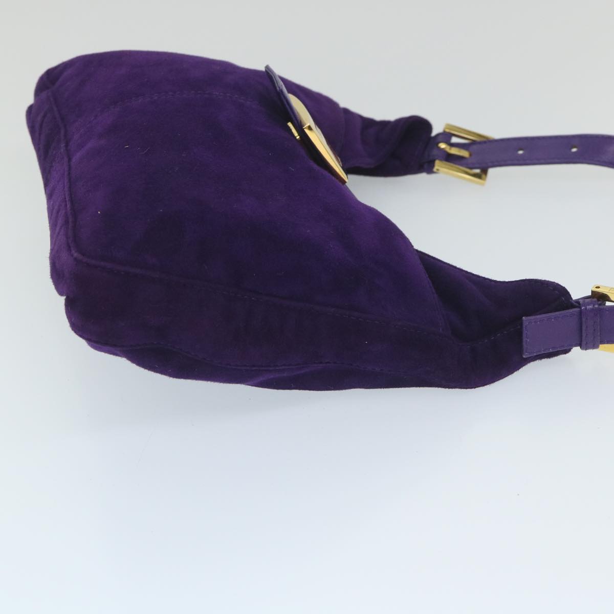 FENDI Mamma Baguette Shoulder Bag Suede Purple 2258 26569 009 Auth ki3664