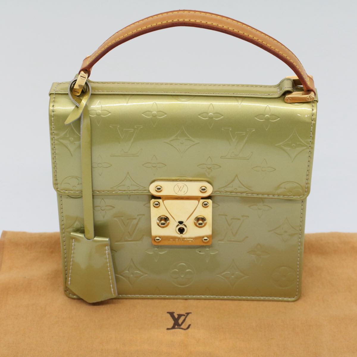 LOUIS VUITTON Monogram Vernis Spring Street Hand Bag Gris M91029 LV Auth ki3681