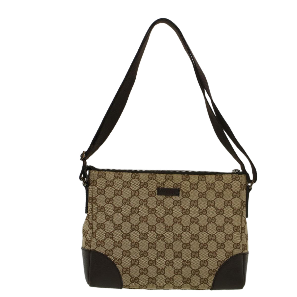 GUCCI GG Canvas Shoulder Bag Beige 114273 Auth ki3683