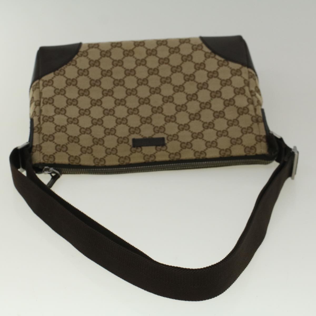 GUCCI GG Canvas Shoulder Bag Beige 114273 Auth ki3683