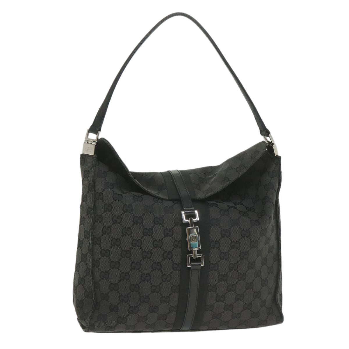 GUCCI GG Canvas jackie c Shoulder Bag Black 001.3355 Auth ki3690