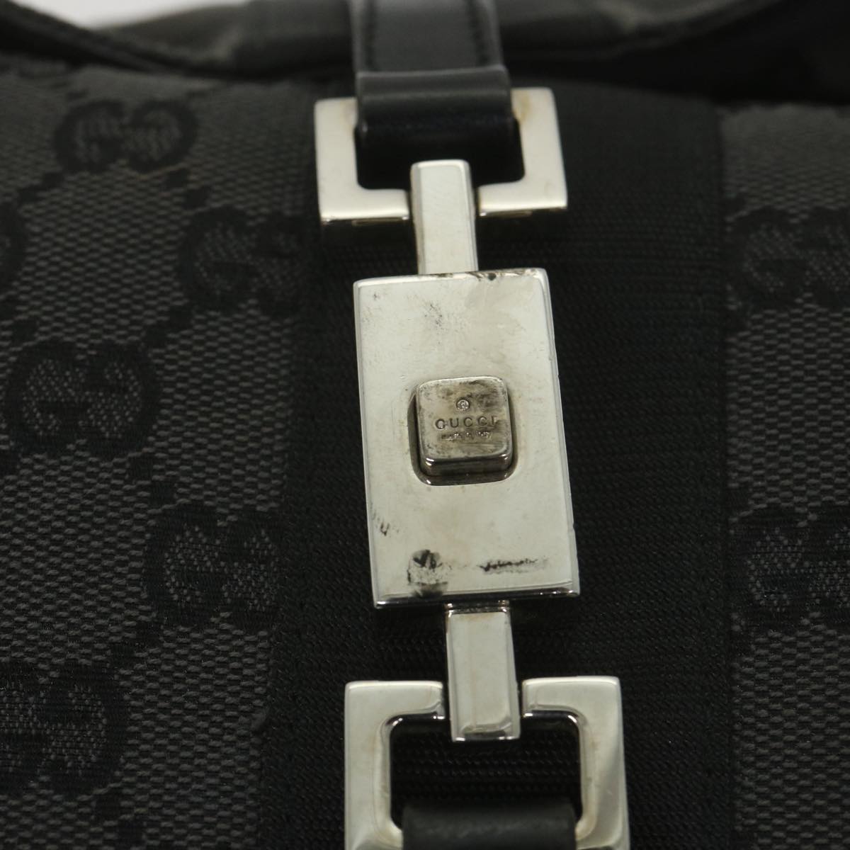 GUCCI GG Canvas jackie c Shoulder Bag Black 001.3355 Auth ki3690