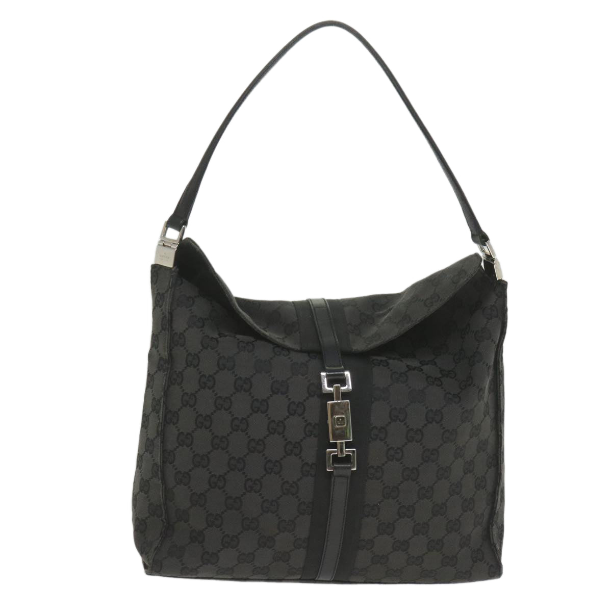 GUCCI GG Canvas jackie c Shoulder Bag Black 001.3355 Auth ki3690