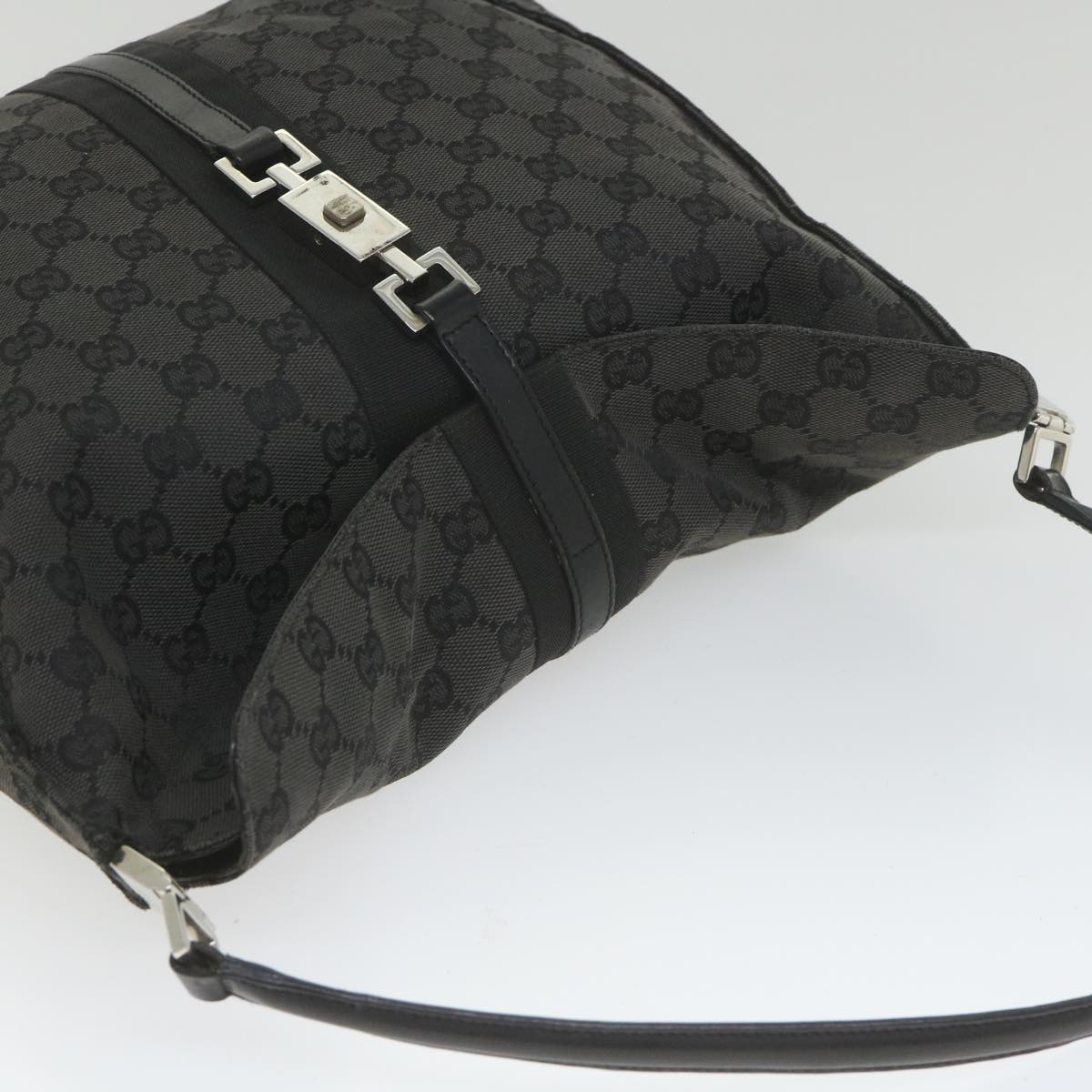 GUCCI GG Canvas jackie c Shoulder Bag Black 001.3355 Auth ki3690