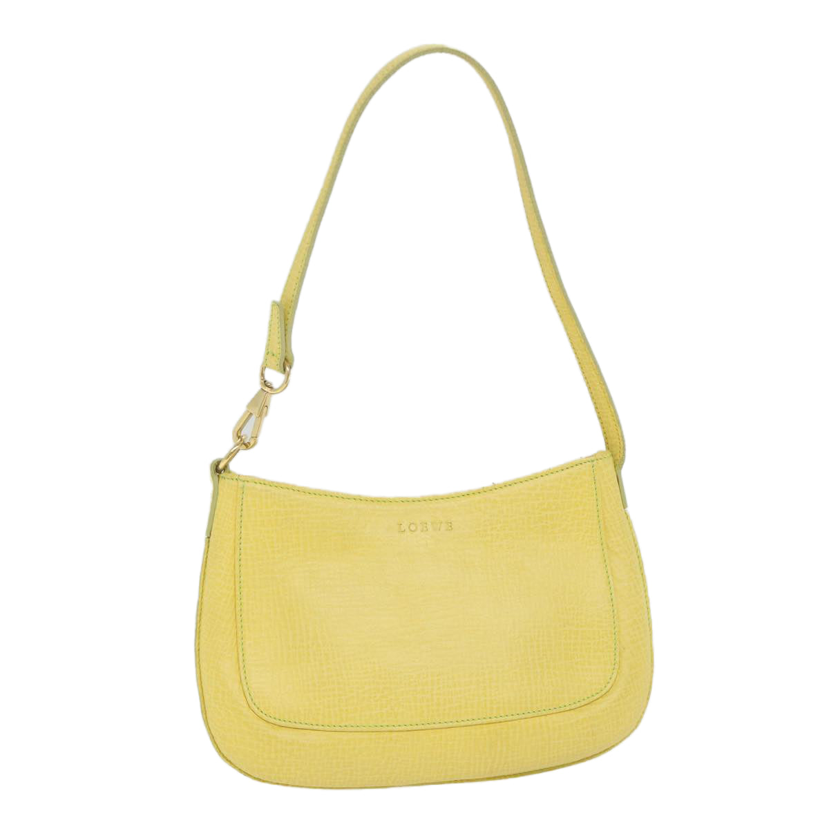 LOEWE Pouch Leather Yellow Auth ki3706