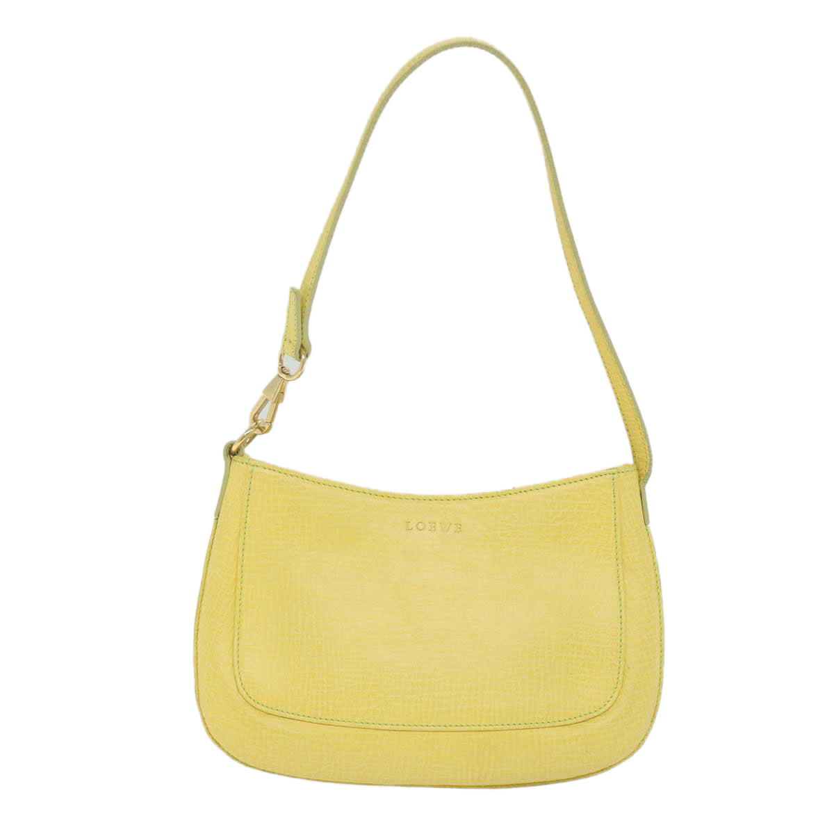 LOEWE Pouch Leather Yellow Auth ki3706