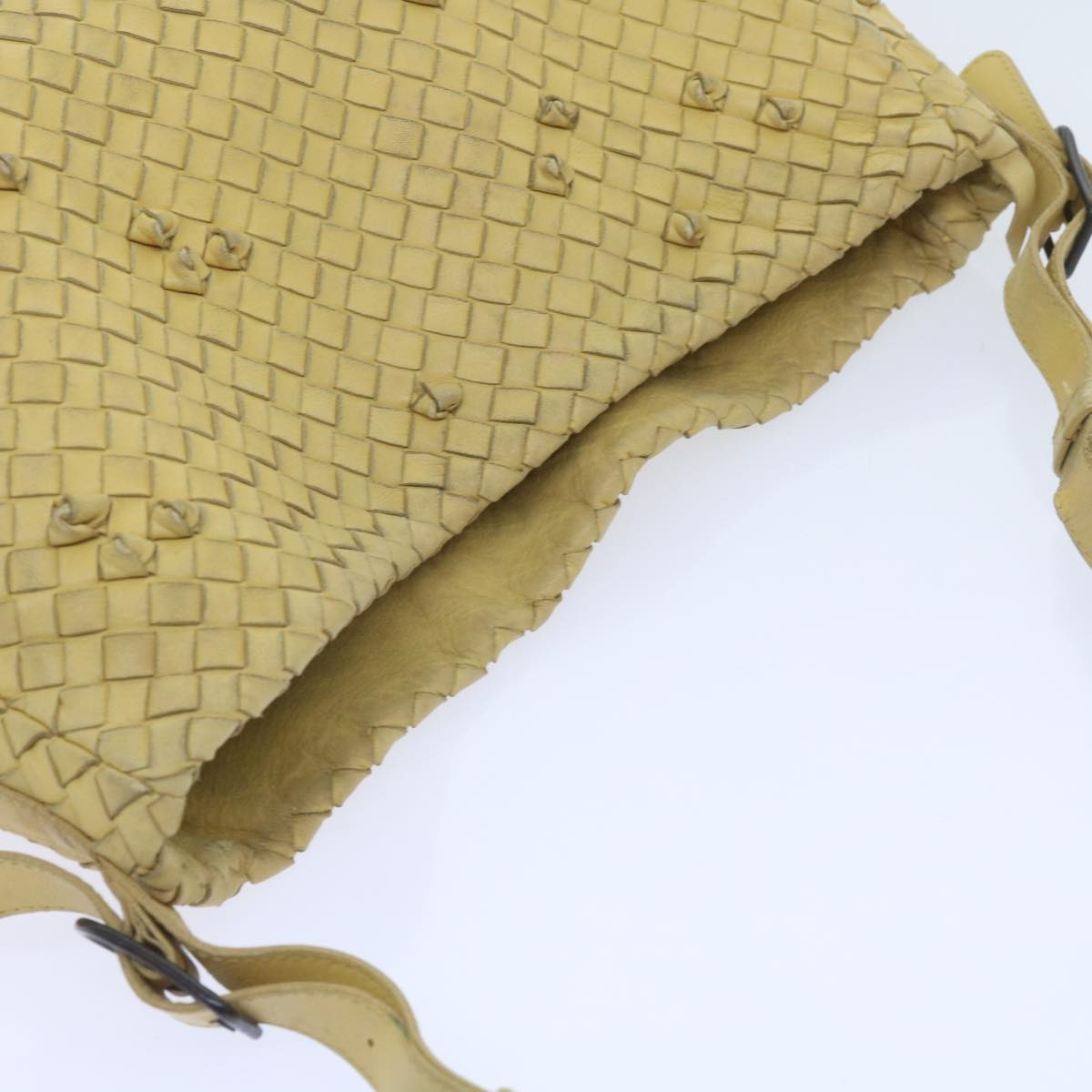 BOTTEGAVENETA INTRECCIATO Shoulder Bag Leather Yellow Auth ki3709