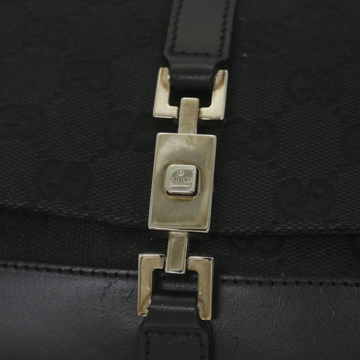 GUCCI GG Canvas Jackie Shoulder Bag Black 001 3824 002058 Auth ki3727