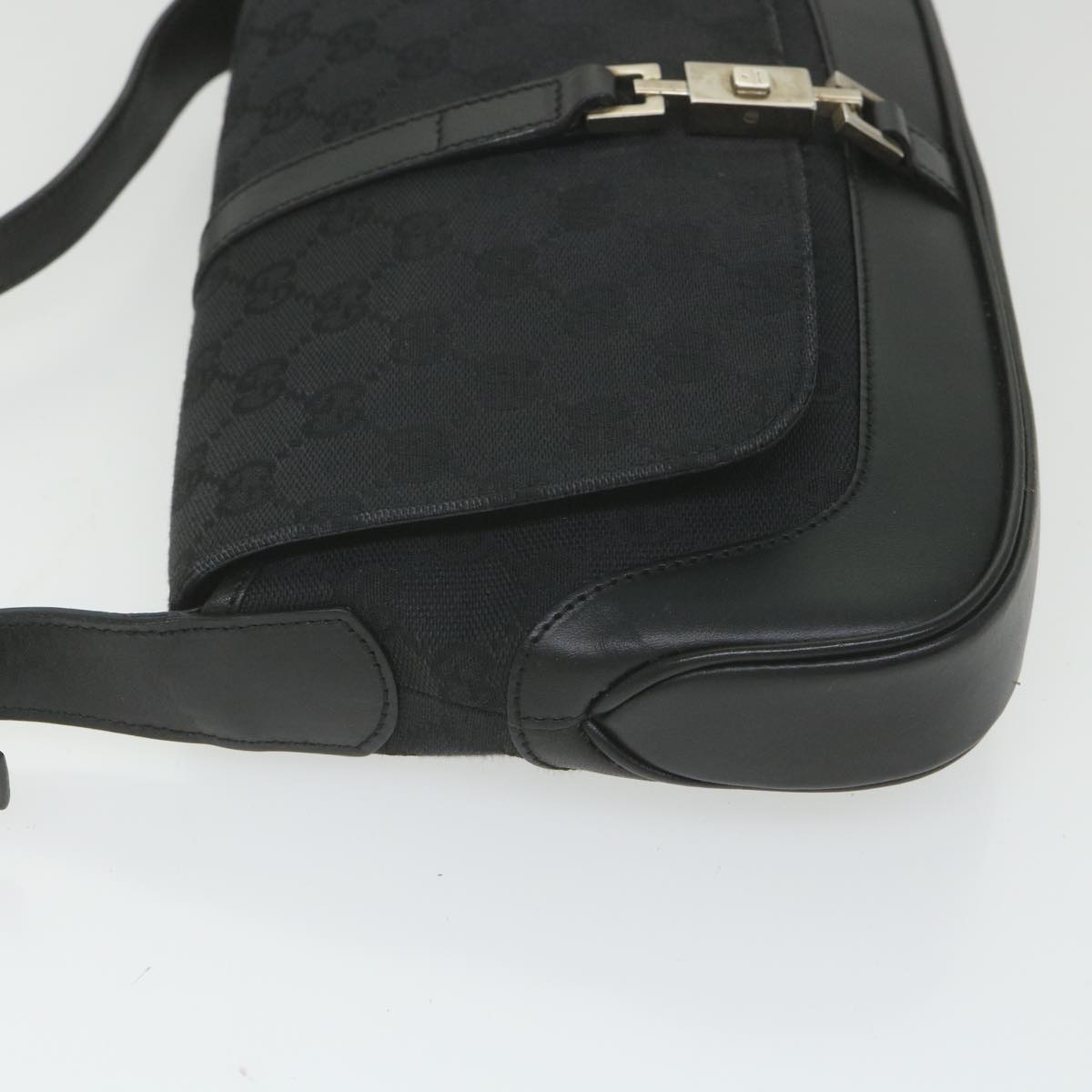 GUCCI GG Canvas Jackie Shoulder Bag Black 001 3824 002058 Auth ki3727