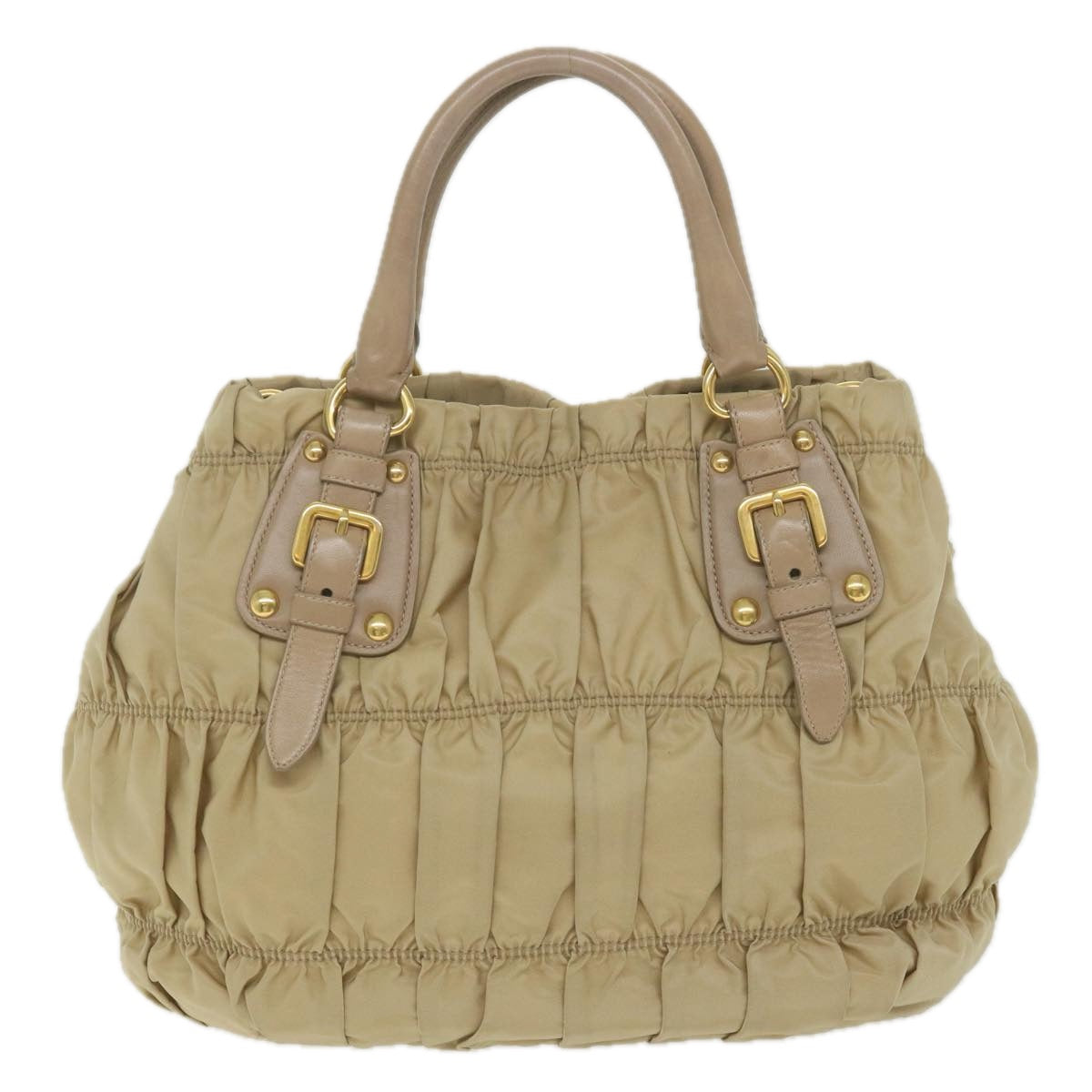 PRADA Hand Bag Nylon 2way Beige Auth ki3730 - 0