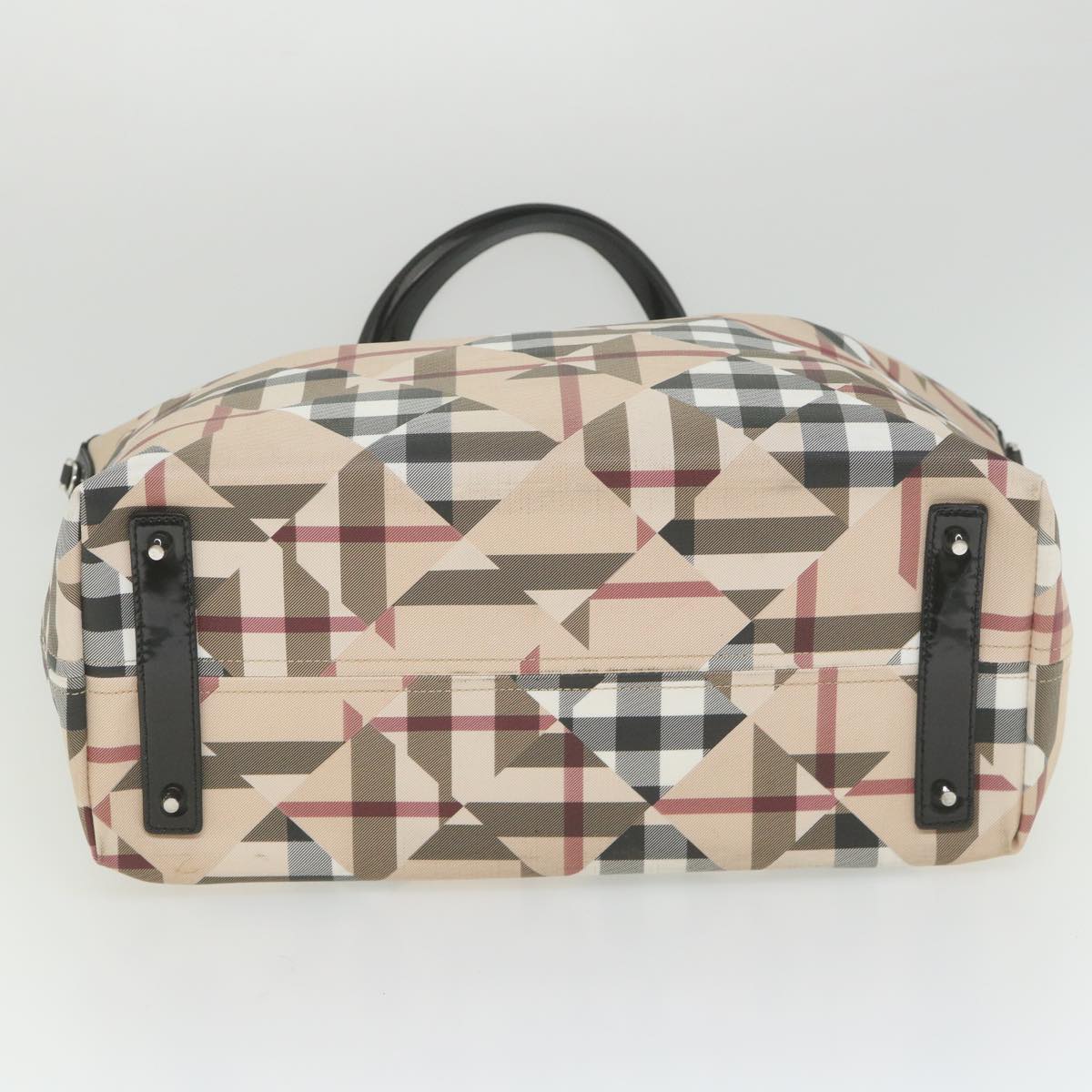 BURBERRY Nova Check Tote Bag PVC Leather Beige Auth ki3736