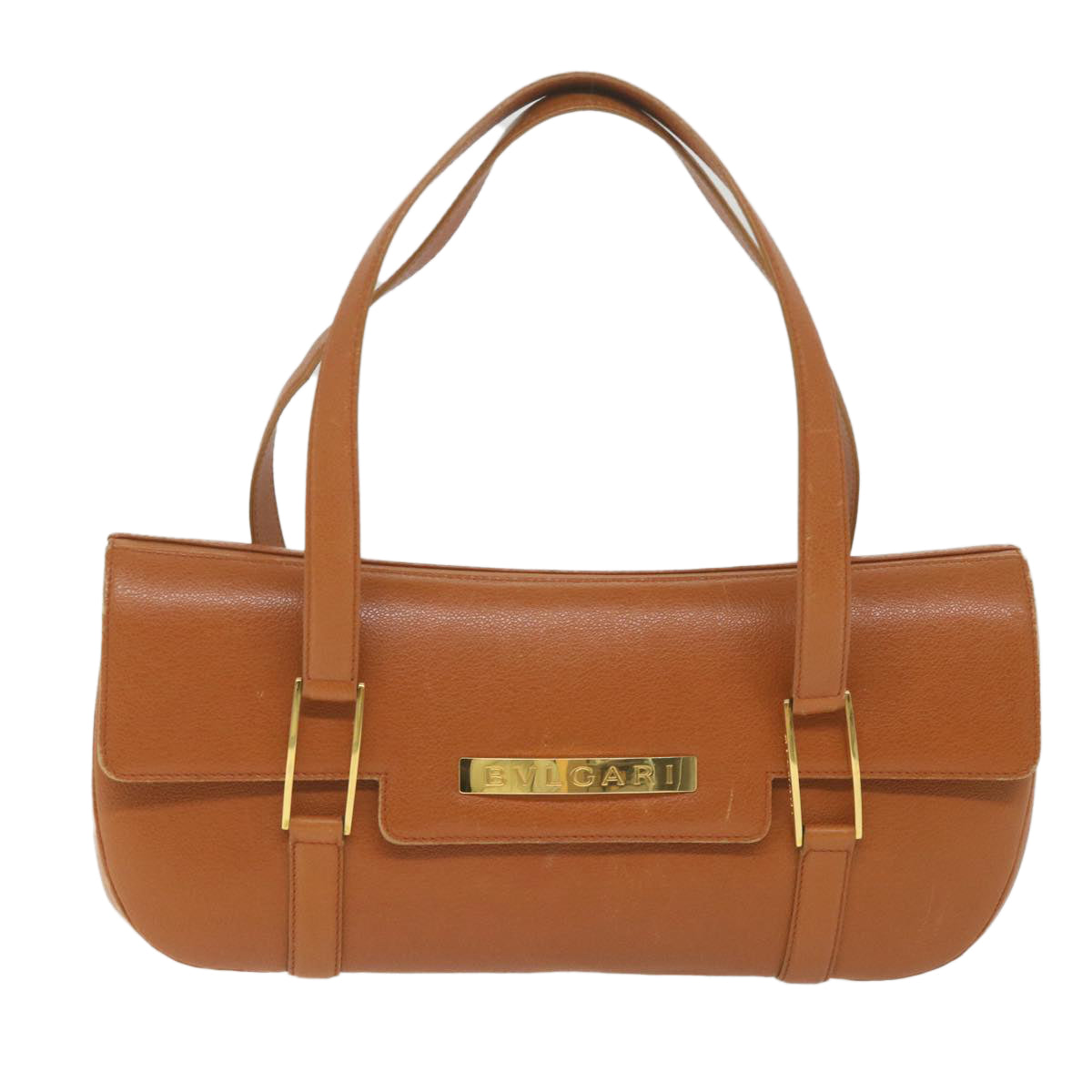 BVLGARI Hand Bag Leather Brown Auth ki3746 - 0