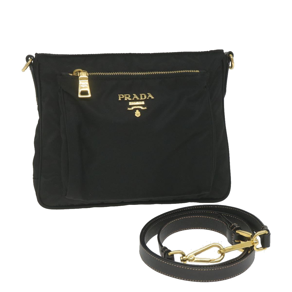 PRADA Shoulder Bag Nylon Black Auth ki3770