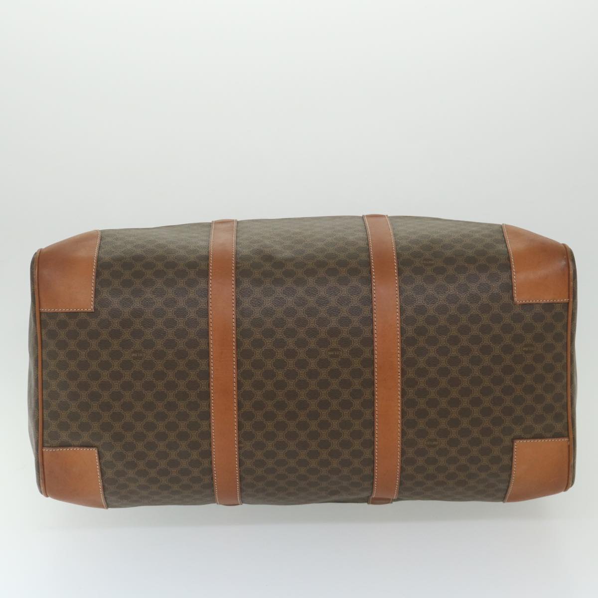 CELINE Macadam Canvas Boston Bag PVC Leather Brown Auth ki3775