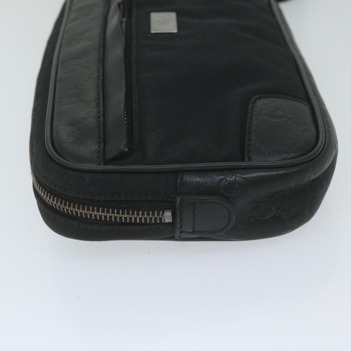 GUCCI Guccissima GG Canvas Waist bag Black 162417 Auth ki3809