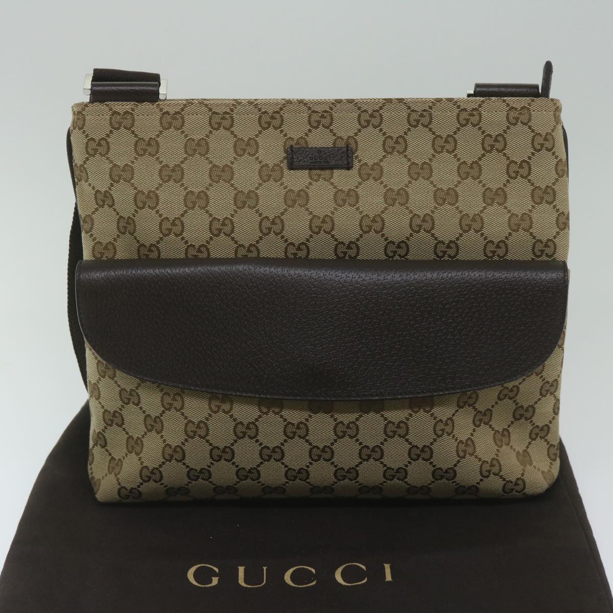 GUCCI GG Canvas Shoulder Bag Beige 256100 Auth ki3818