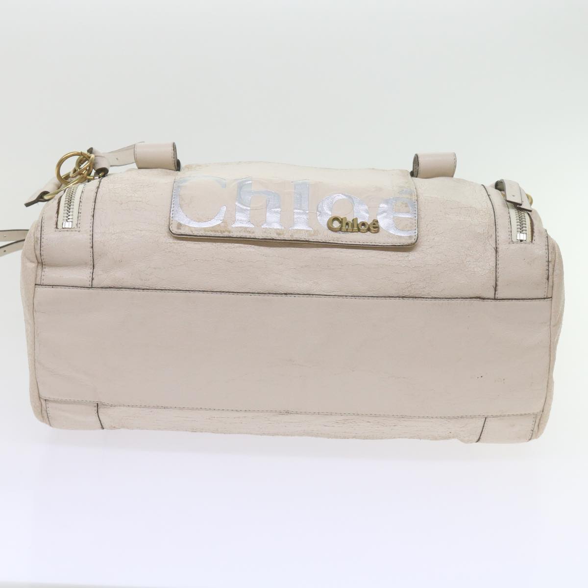 Chloe Hand Bag Leather 2Set White Auth ki3822