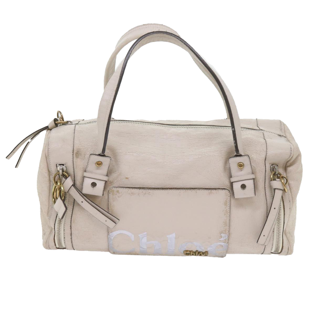 Chloe Hand Bag Leather 2Set White Auth ki3822 - 0