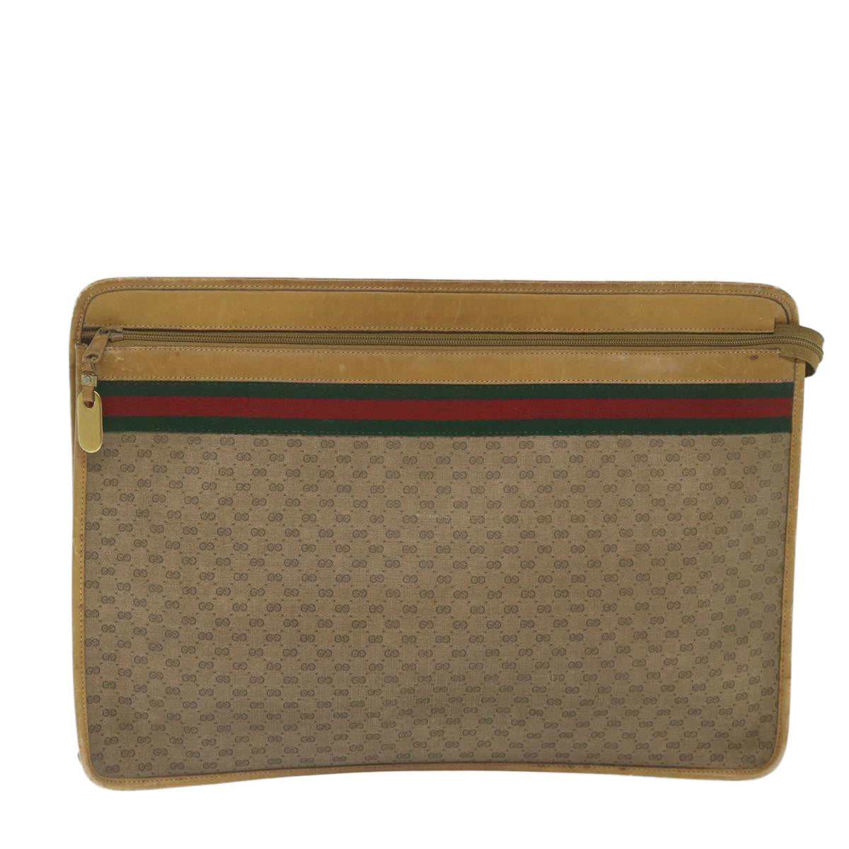 GUCCI Micro GG Supreme Web Sherry Line Briefcase Beige 017 115 4126 Auth ki3823